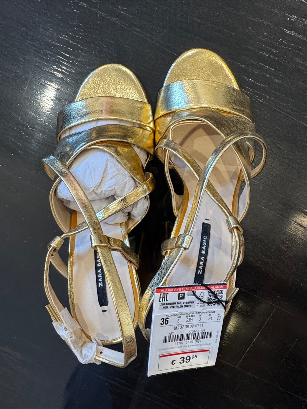 Zara Metallic Gold Strappy Sandals